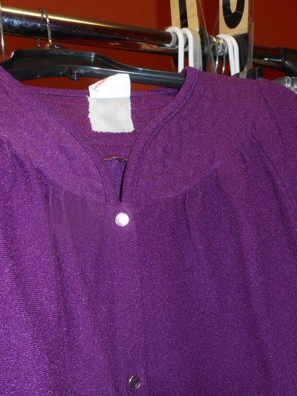 SIMPLY BASIC - women's snap front housecoat, w/pockets, purple
